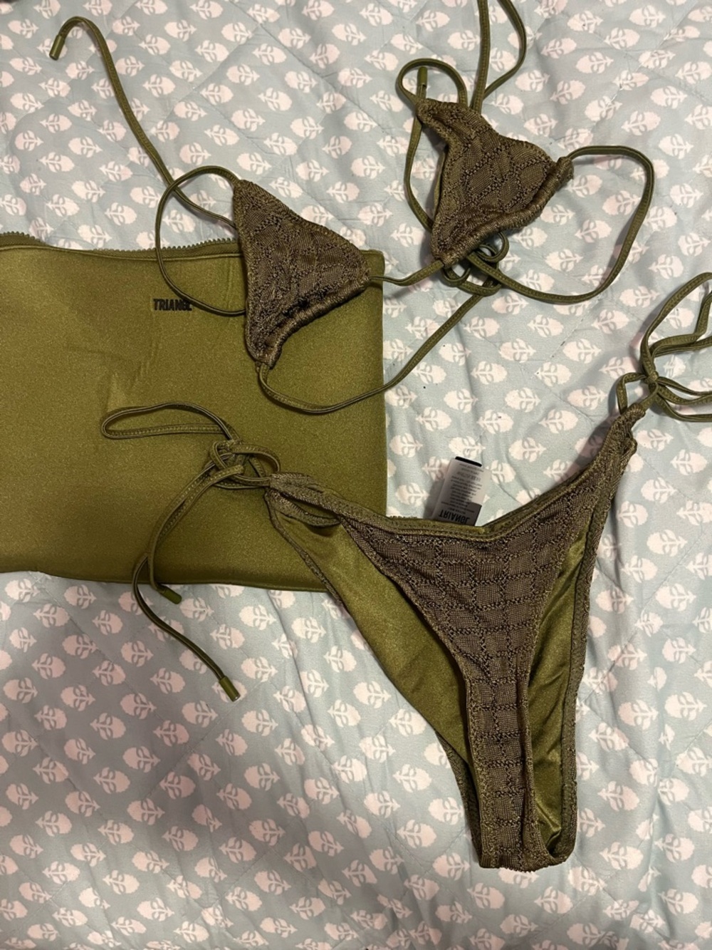 triangl swimwear Olive Crochet-Detail String Bikini Set